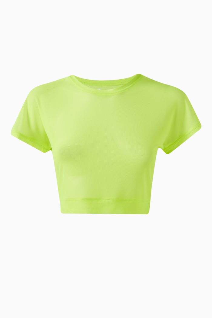 

Sheer Crop Top in Mesh, Green