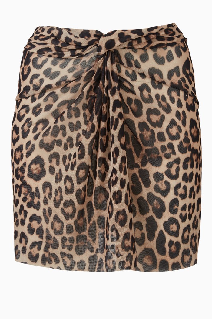 

Sheer Twist Mini Sarong in Mesh, Brown