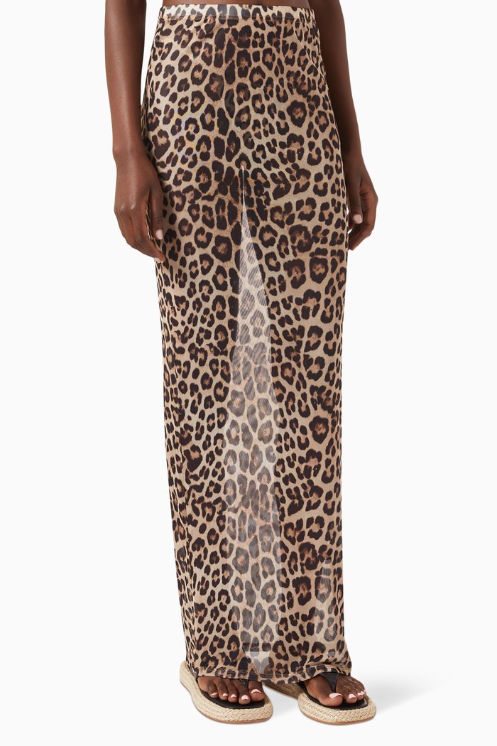 

Sheer Maxi Skirt in Mesh, Brown
