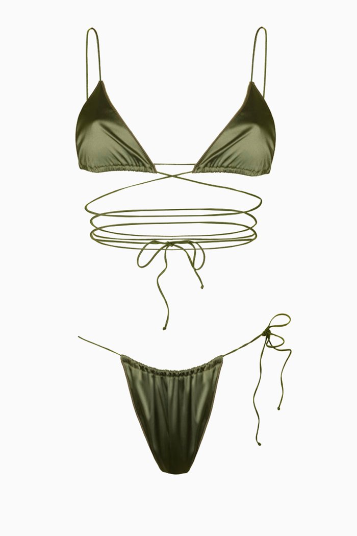 

Microkini in Shimmery Satin, Green