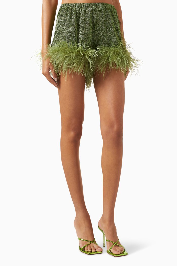 

Lumiere Plumage Shorts in Lurex, Green