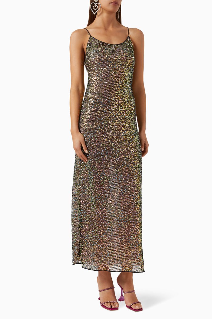 Netquins Embellished Maxi Slip Dress, Multicolour