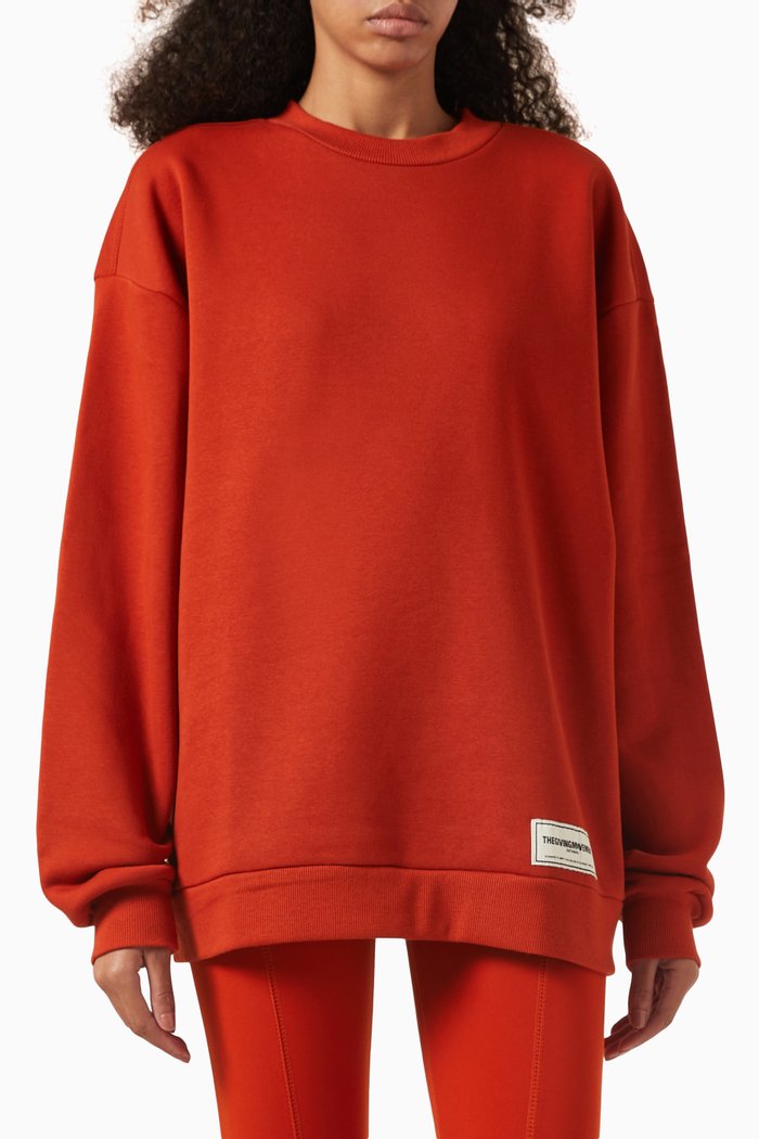 

Oversized Sweatshirt in Organic-cotton, Orange