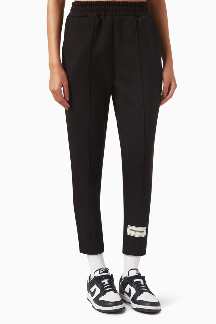 

Tapered Sweatpants in Organic Fleece, Black