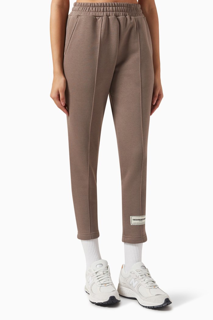 

Tapered Sweatpants in Organic Fleece, Brown