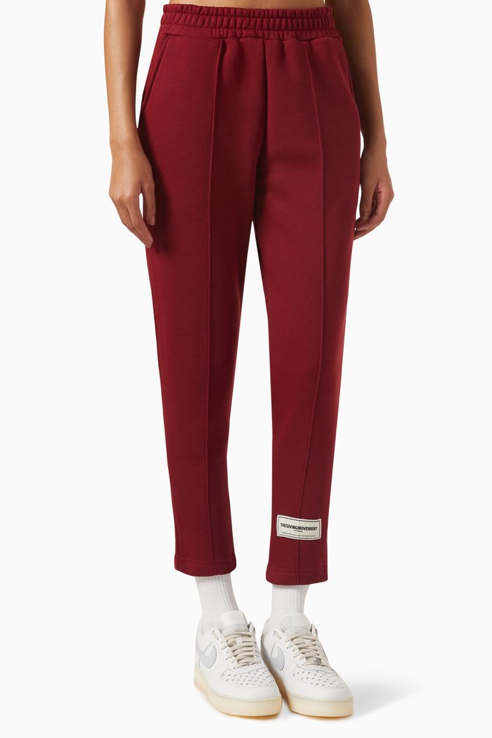 

Tapered Sweatpants in Organic Fleece, Burgundy