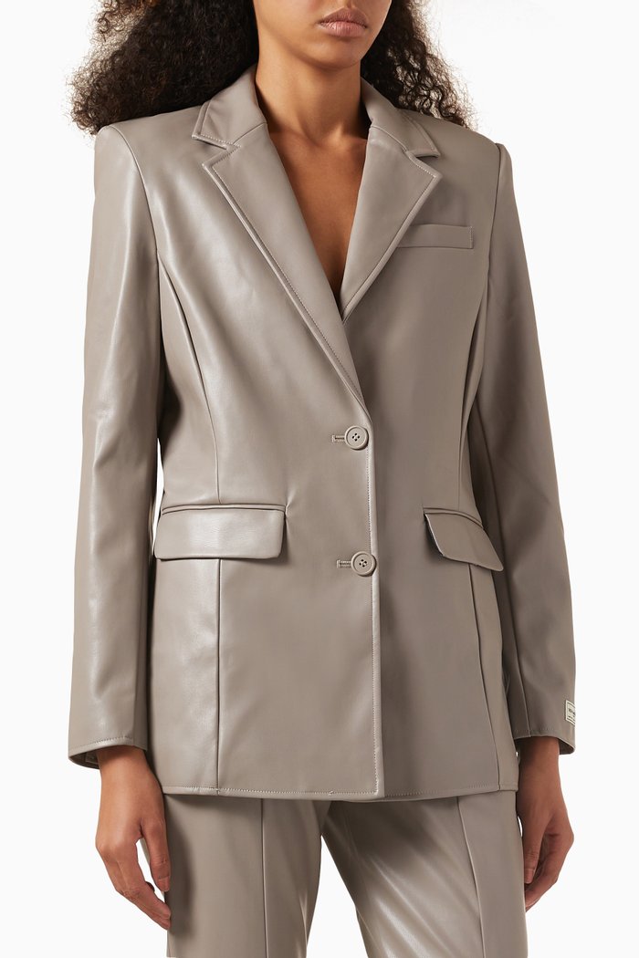 

Pleather Blazer in PLEATHER©, Brown