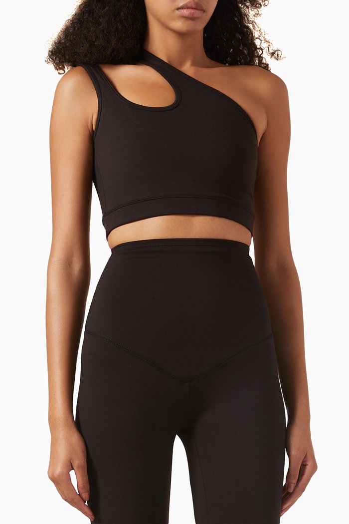 

Recycled Asymmetric Bra in Softskin100©, Black