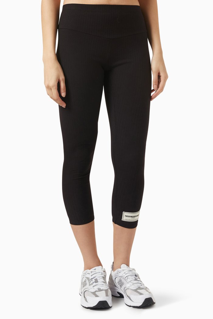 

24" Ribbed Leggings in COTTONRIB100©, Black