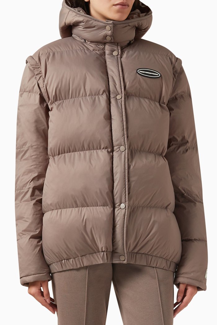 

Puffa Jacket in Recycled Nylon, Brown