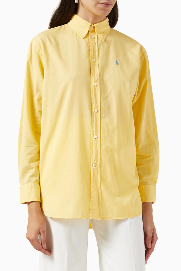 

Logo-embroidered Oversized Shirt in Cotton-twill, Neutral
