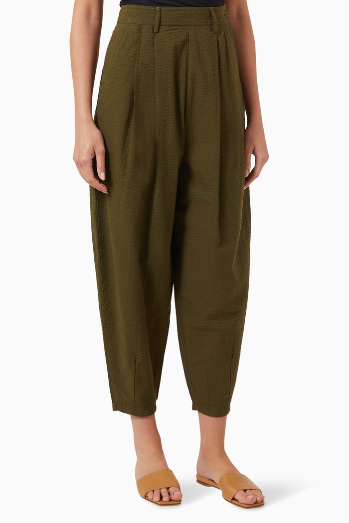 

Pleated Pants in Cotton, Green