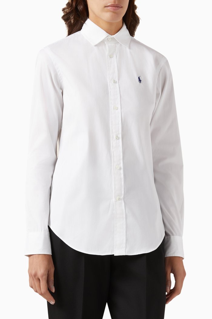 

Logo Embroidered Classic Shirt in Cotton, White