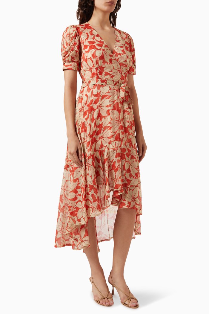 

Deane Printed Midi Wrap Dress in Crinkled-georgette, Orange