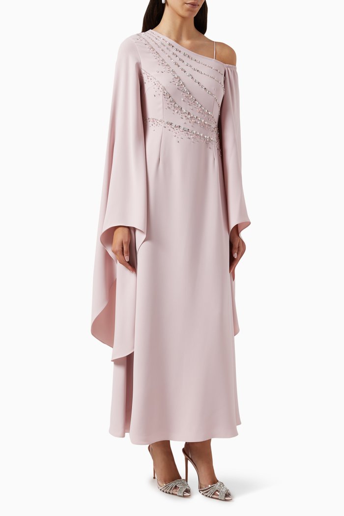 

Xena One-shoulder Embellished Kaftan, Pink