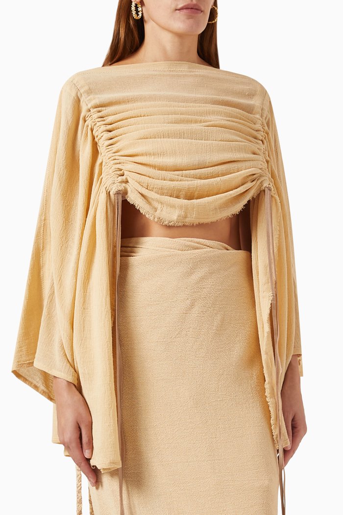 

Morocoy Ruched Top in Cotton Gauze, Neutral