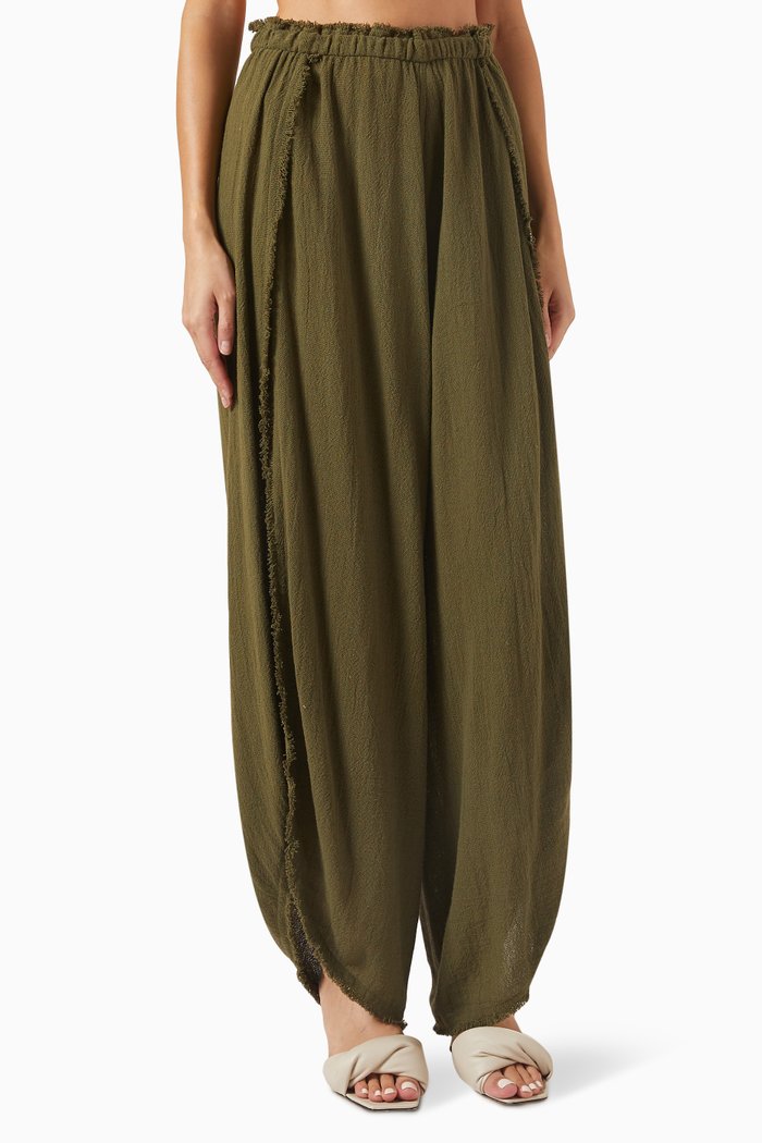 

Xubue Wide-leg Pants in Cotton, Green