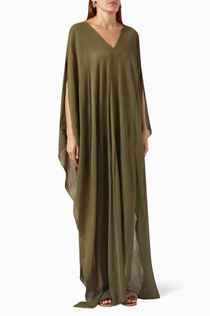 

Koyok Poncho in Cotton-gauze, Green