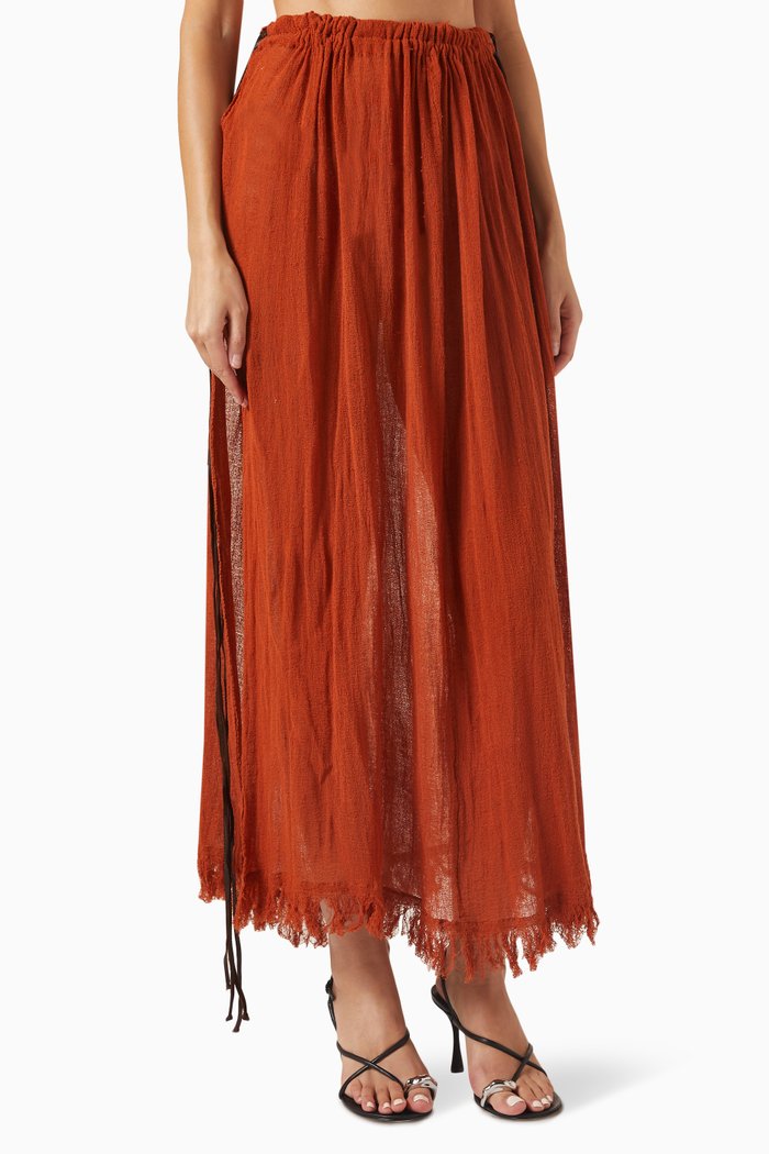 

Nonhabin Maxi Skirt in Cotton-gauze, Brown