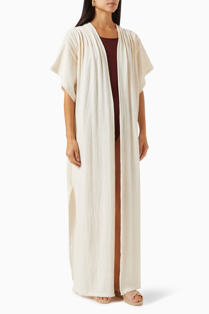 

Pleated Maxi Vest in Cotton-jute, Neutral