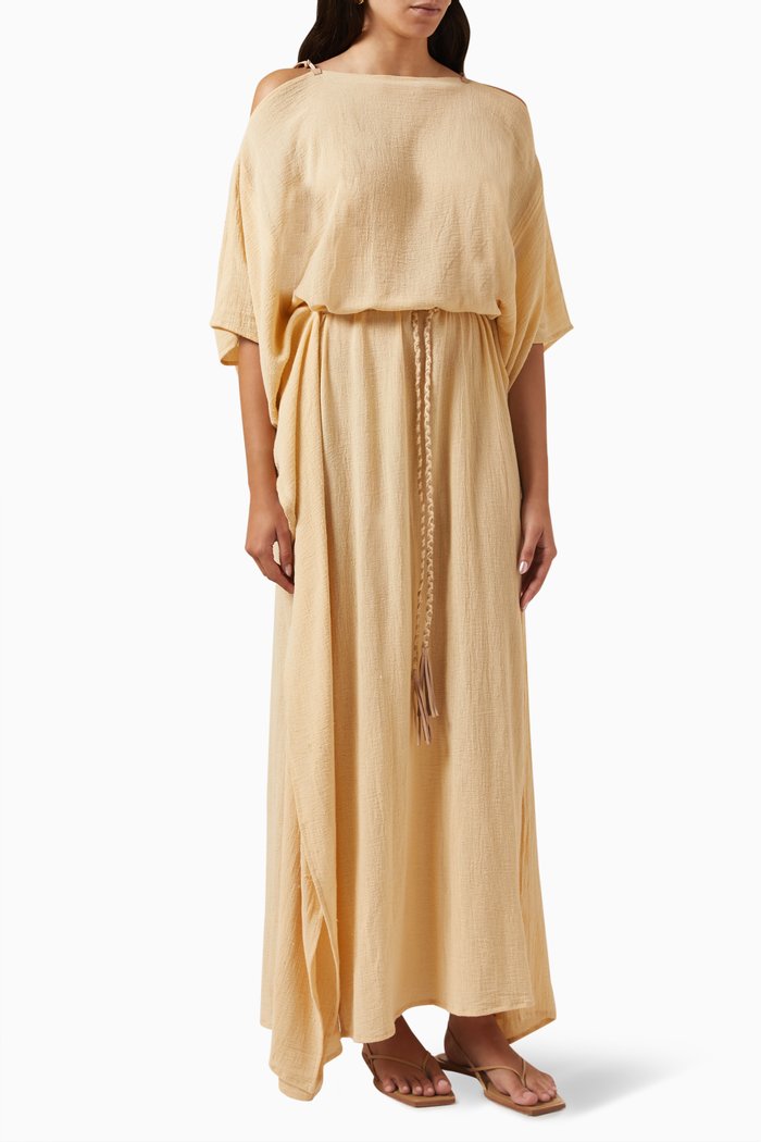 

Paamul Kaftan Dress in Cotton-gauze, Neutral
