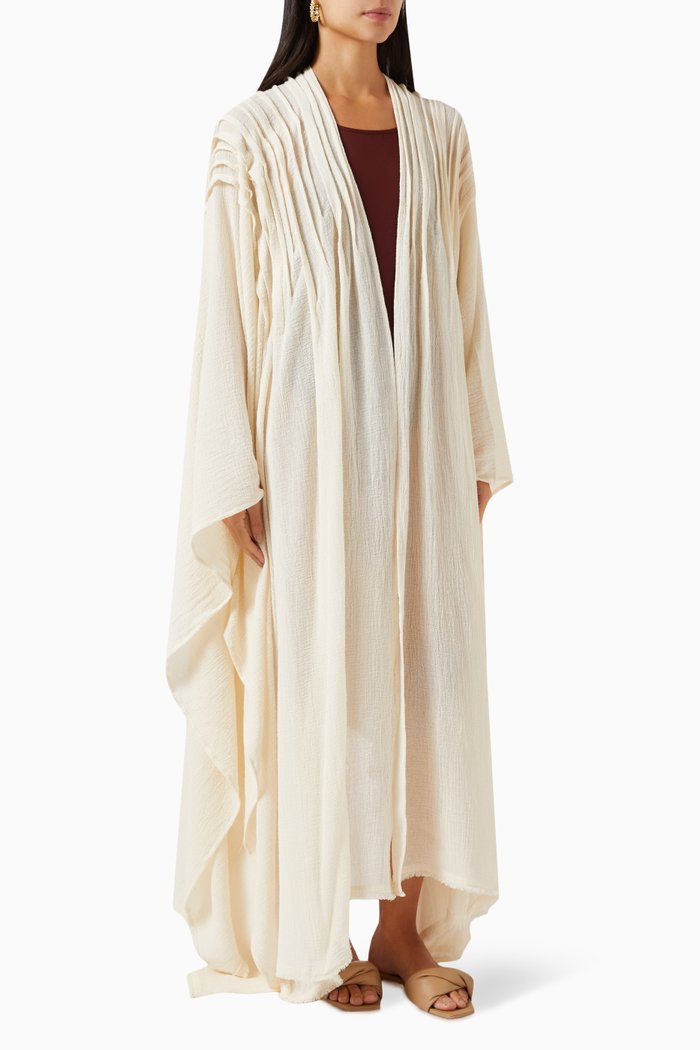 

Ukumari Pleated Maxi Vest in Cotton-jute, Neutral