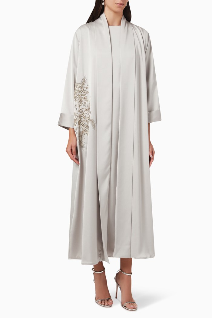 

Embroidered Abaya, Grey
