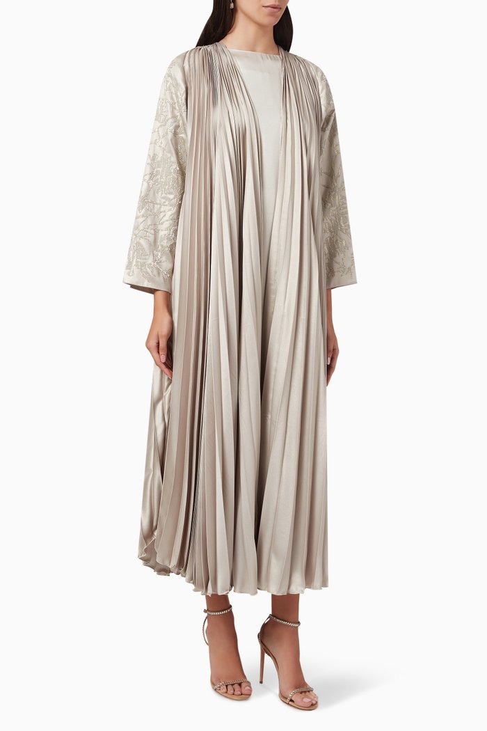 

Pleated Abaya, Neutral