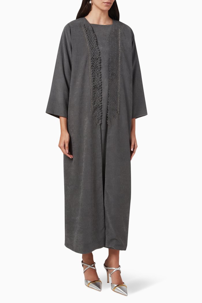 

Embellished Abaya, Grey
