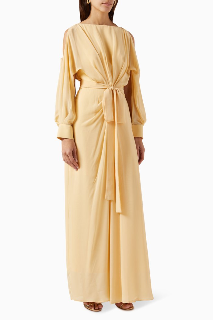 

Wrap Around Dress in Crepe, Neutral