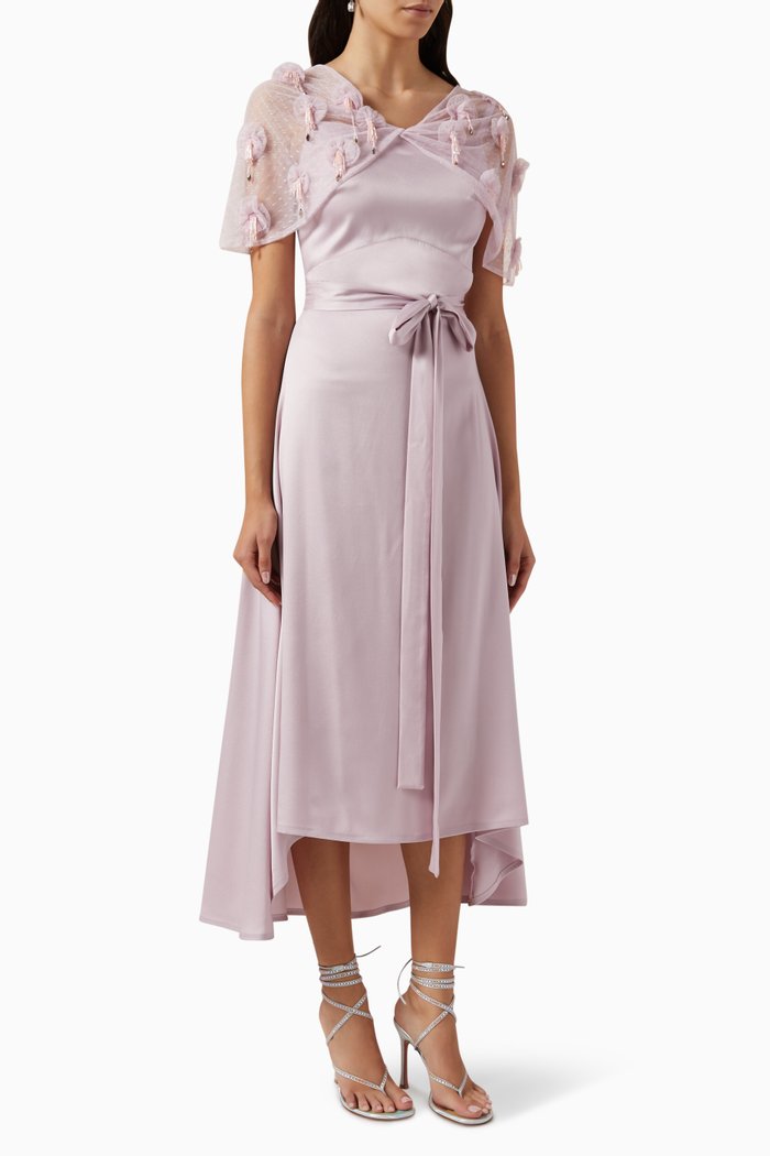 

Midi Dress in Satin & Tulle, Pink