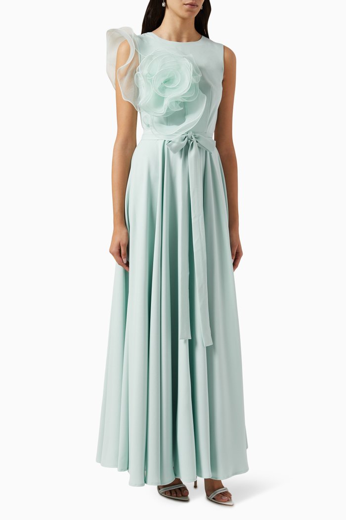 

Maxi Dress in Crepe & Organza, Green