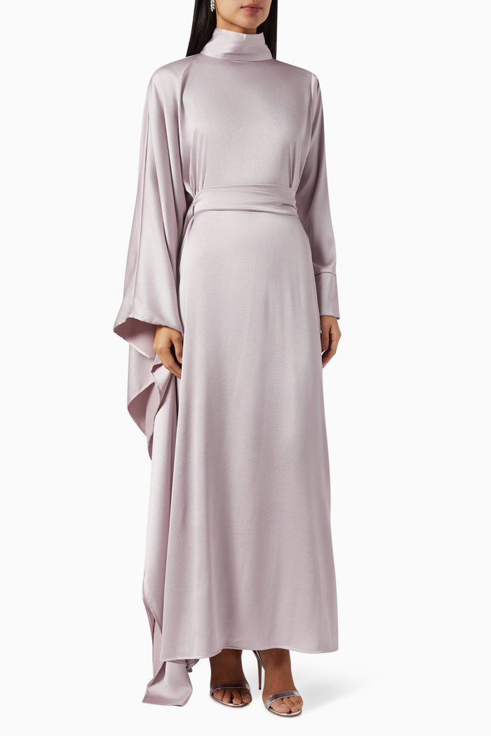 

Asymmetric Kaftan in Crepe, Pink