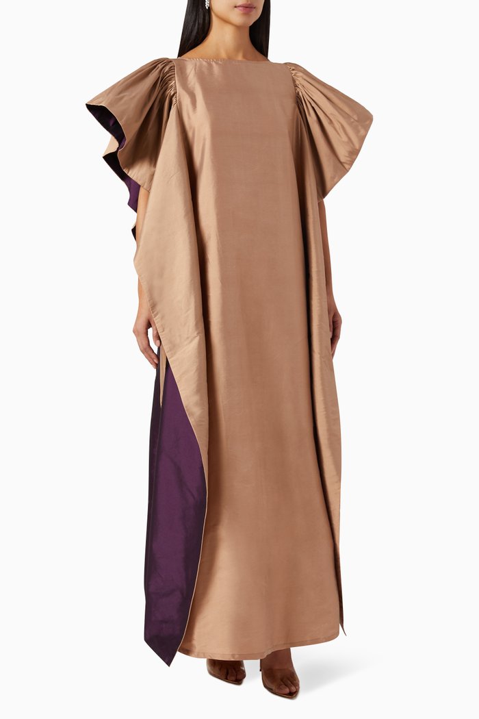 

Oversized Sleeves Dress in taffeta, Purple