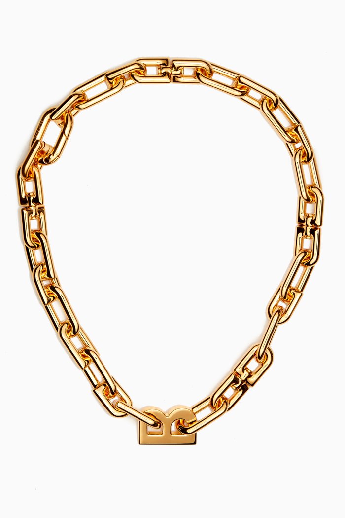 

B Chain Necklace in Brass, Gold