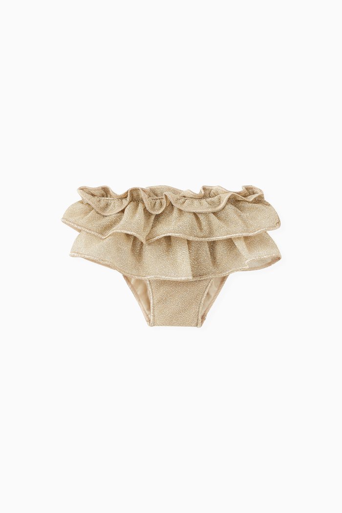 

Ruffled Metallic Bikini Brief in Polyamide-blend, Silver