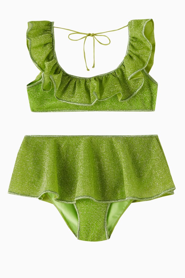 

Ruffled Glitter Two-piece Bikini Set in Polyamide-blend, Green