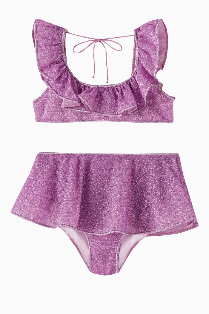 

Ruffled Glitter Two-piece Bikini Set in Polyamide-blend, Purple