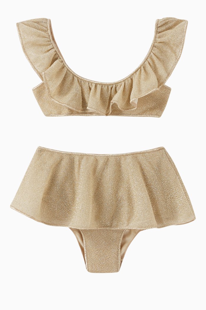 

Ruffled Glitter Two-piece Bikini Set in Polyamide-blend, Silver