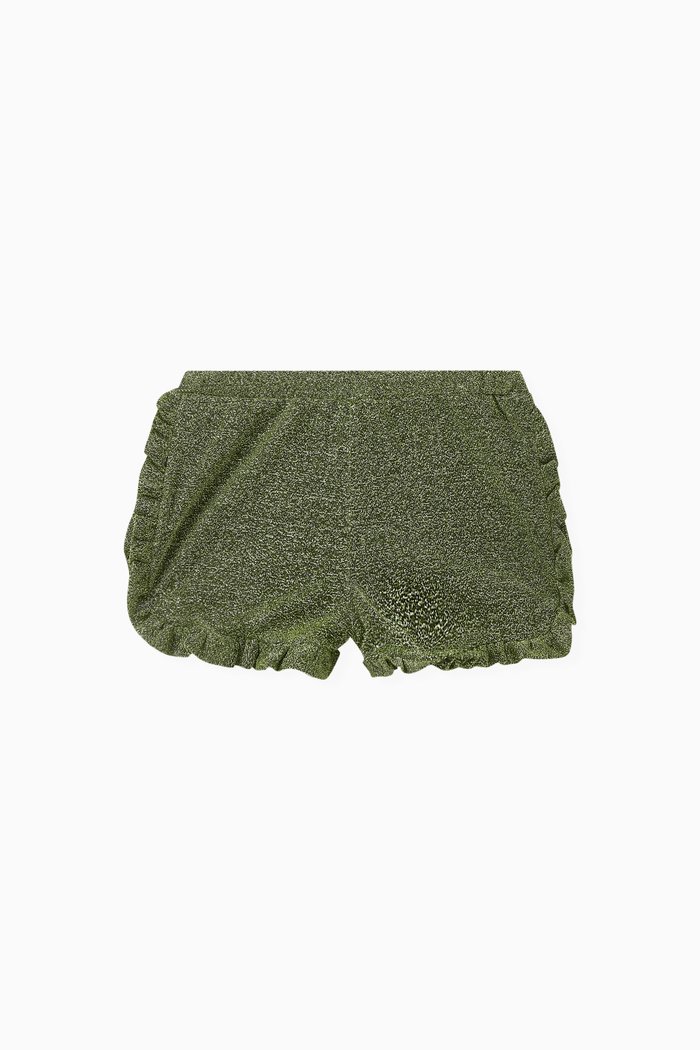 

Metallic Frilled Shorts in Polyamide-blend, Green