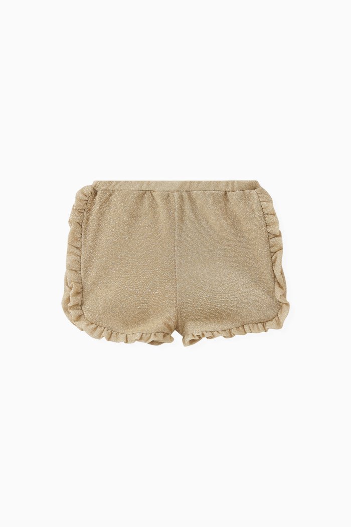 

Metallic Frilled Shorts in Polyamide-blend, Silver