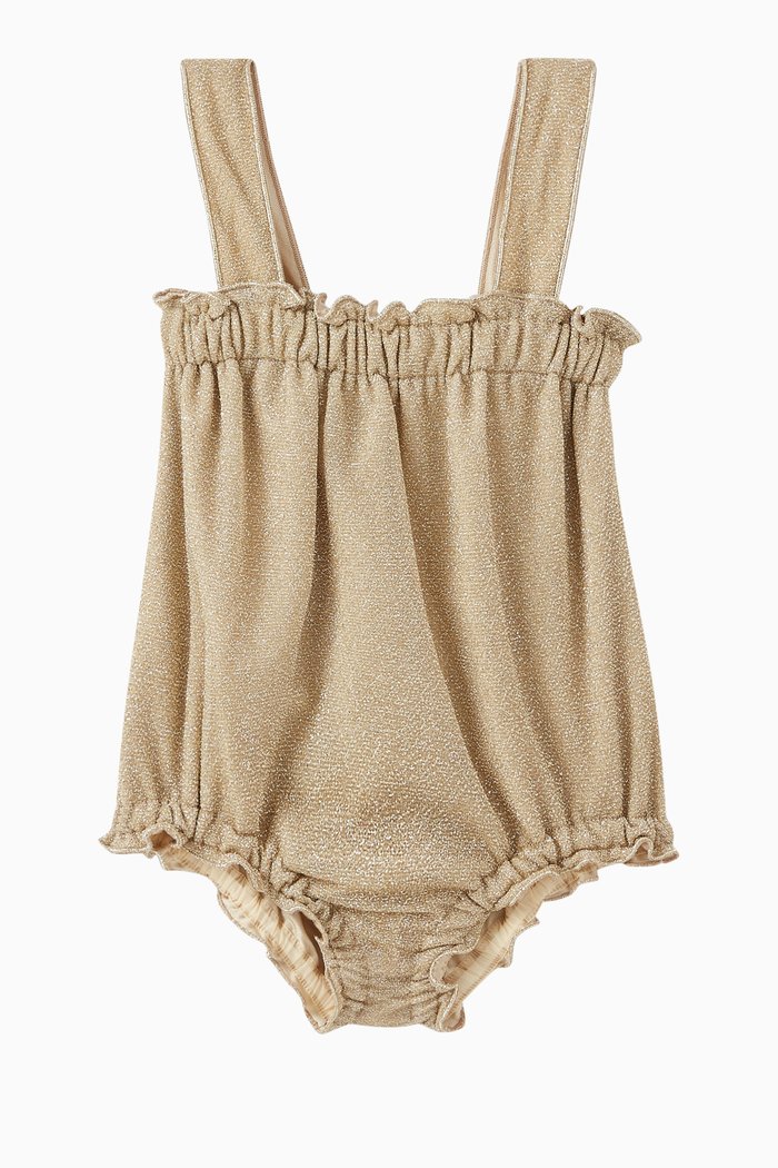 

Metallic Ruffled Bodysuit in Polyamide-blend, Silver