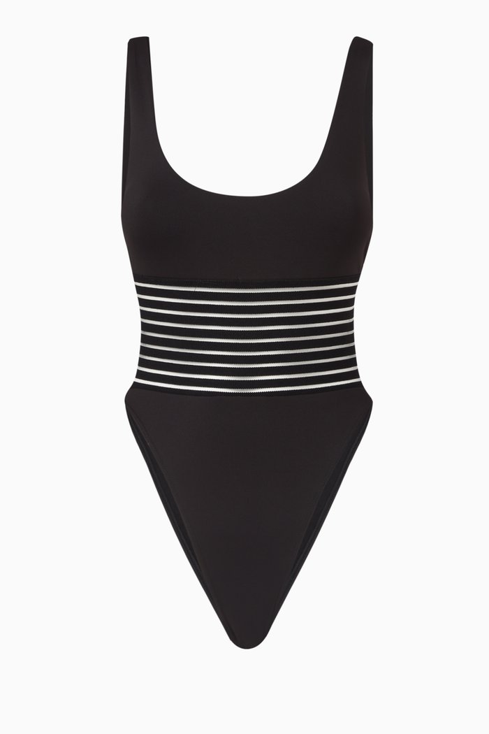 

Micro Waist One-piece Swimsuit in Stretch Nylon, Black