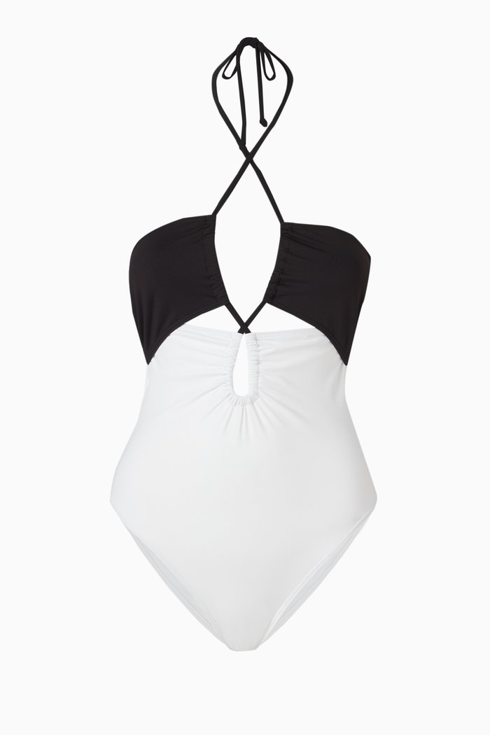 

Yasmine Waist One-piece Swimsuit in Stretch Nylon, Black