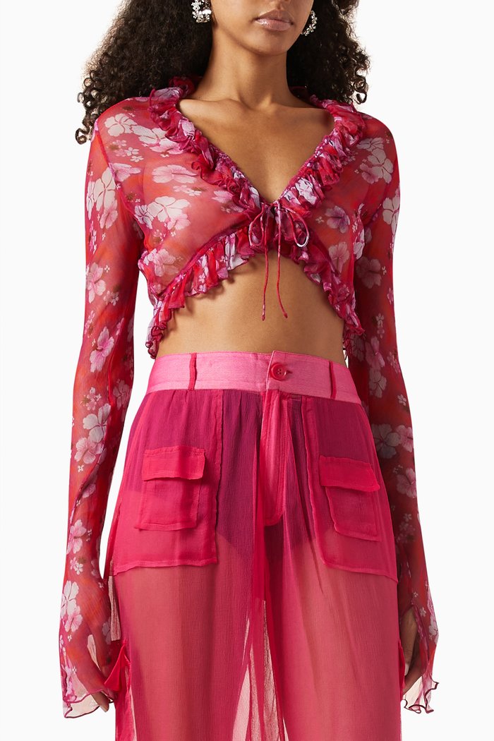 

Mini Froufrou Blouse in Mesh, Pink