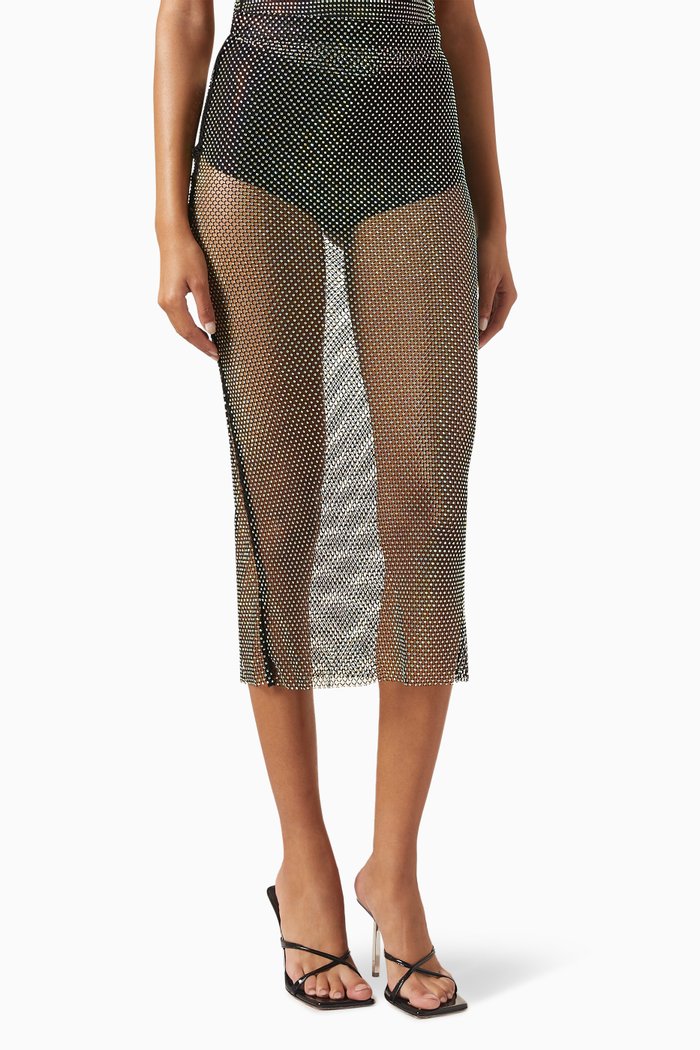 

Midi Skirt in Rhinestones, Black