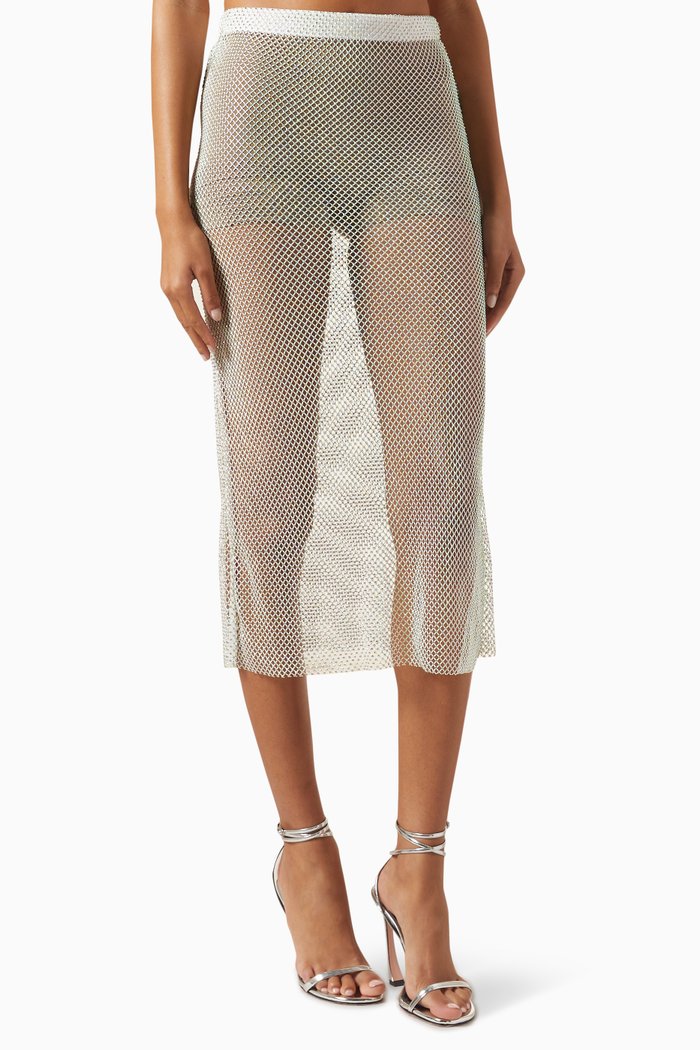 

Midi Skirt in Rhinestones, White