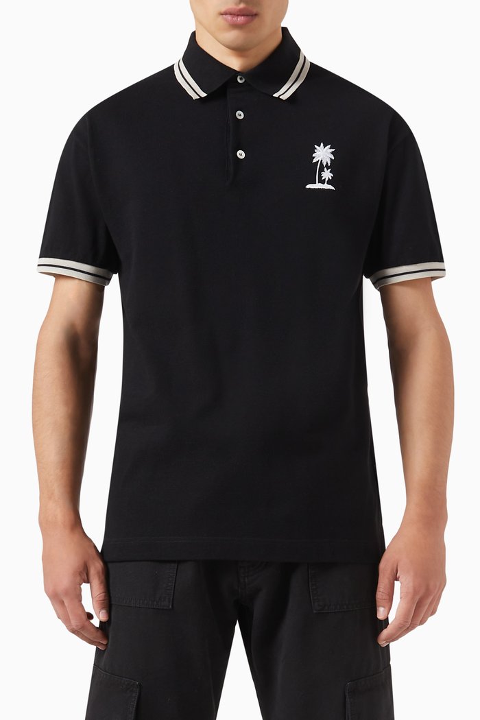 

Palm Polo Shirt in Cotton, Black