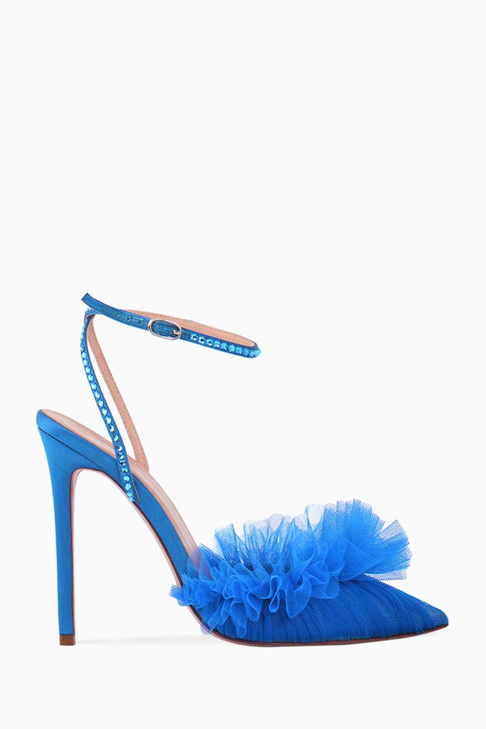 Franca 105 Double Glitz Ruffled Pumps in Tulle and Satin, Blue