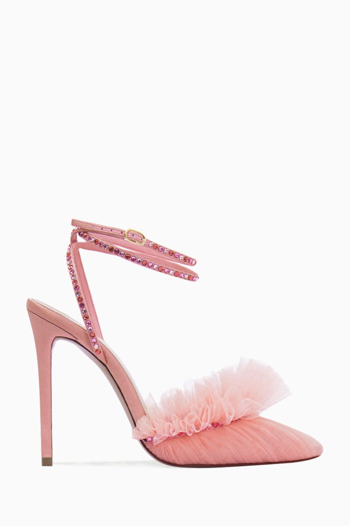 

Franca 105 Double Glitz Ruffled Pumps in Tulle and Satin, Pink